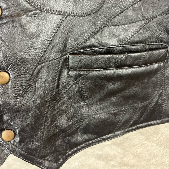 Vintage Biker Leather Vest Navarre Leather Co Patchwork STAR MOTORCYCLES - Picture 6 of 15